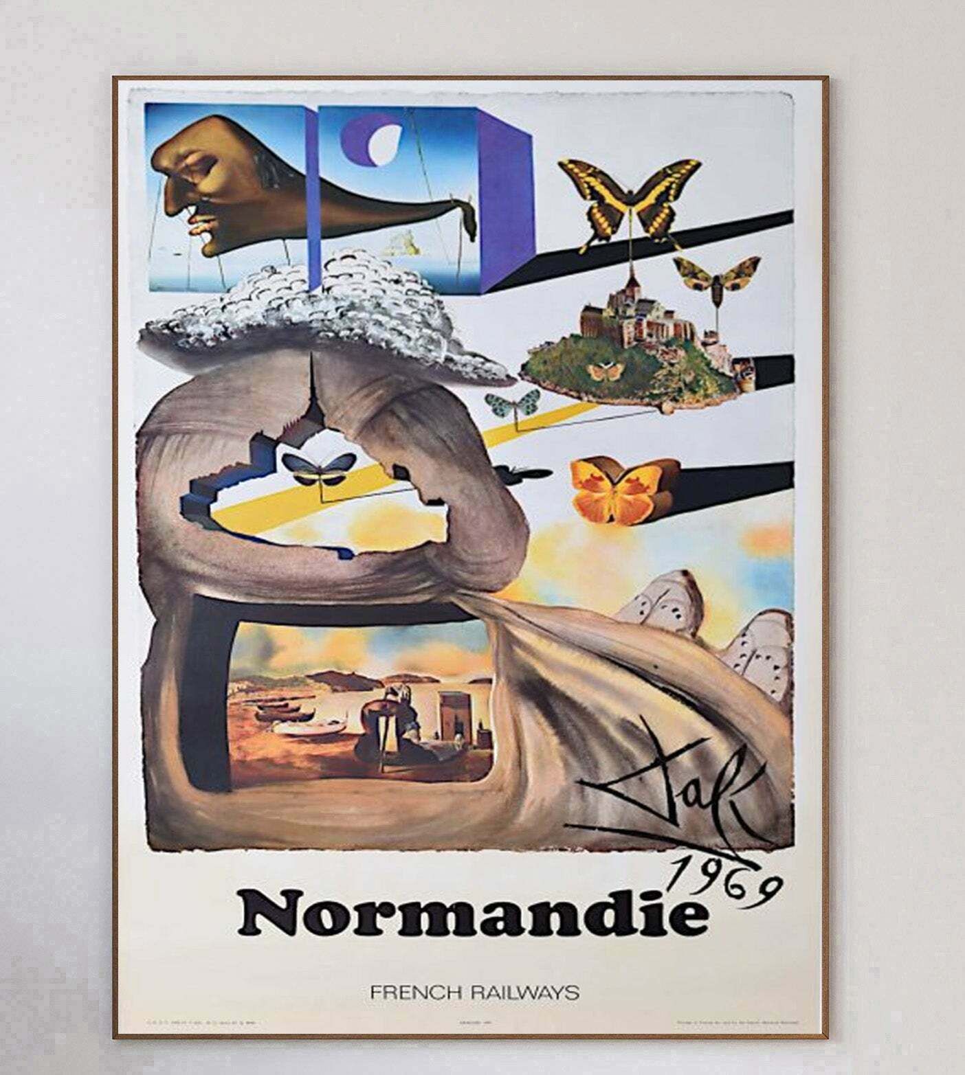 Normandie, French Railways   Salvador Dali  Original Vintage Poster photo 395.0