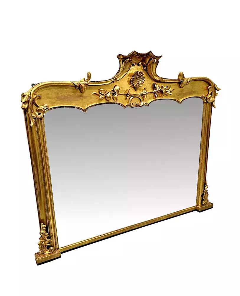 A Very Rare And Fine Early 19th Century Giltwood Overmantel Mirror photo for sale