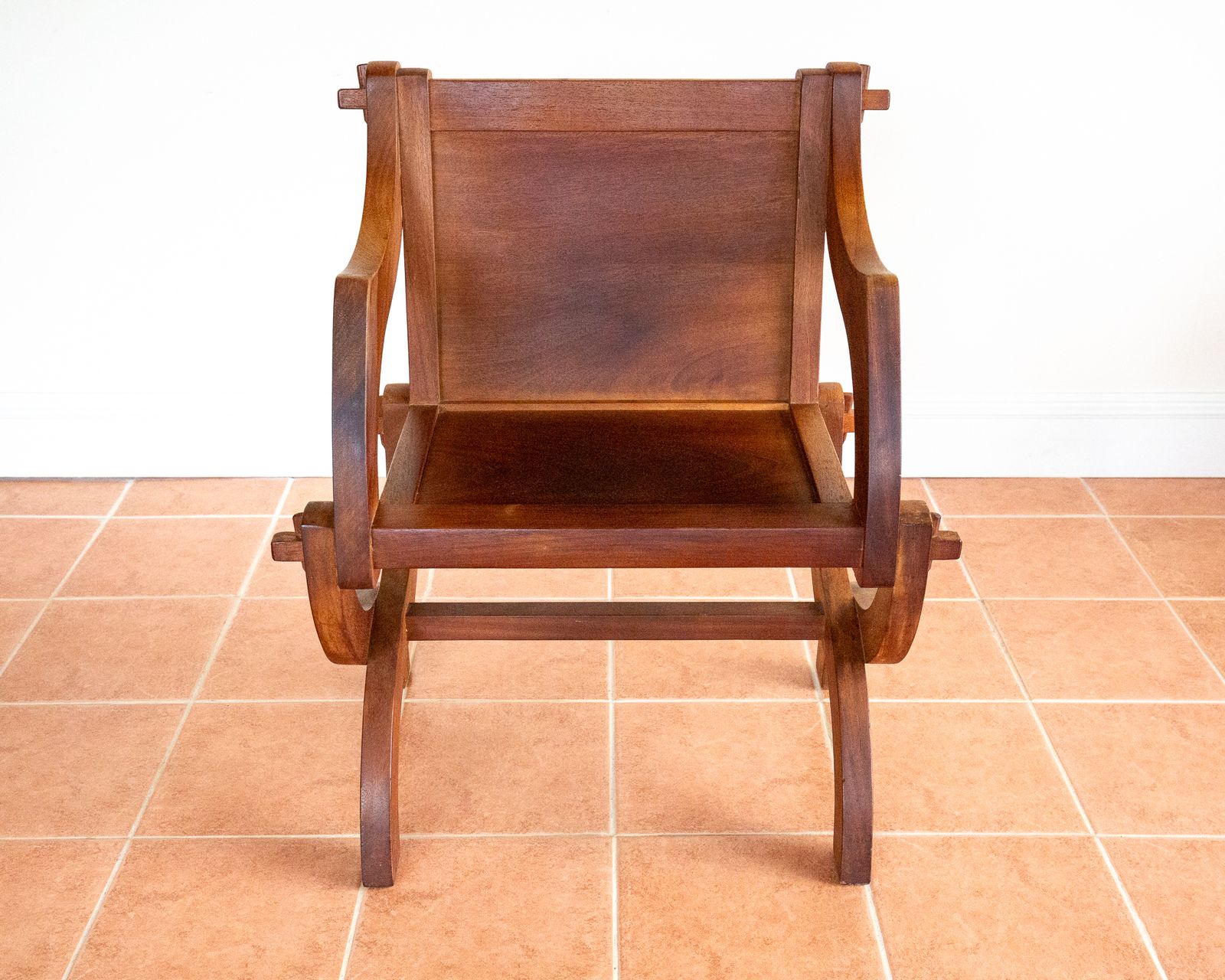 photo for sale Glastonbury Throne Chair Elm Artisan Sculptural Craftsman Savonarola Curule X Frame Rustic Medieval Hall Chair Regal