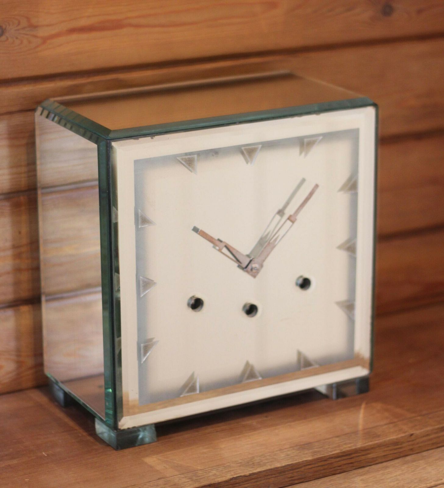 photo furniture Unusual Art Deco Glass Westminster Chiming Mantel Clock