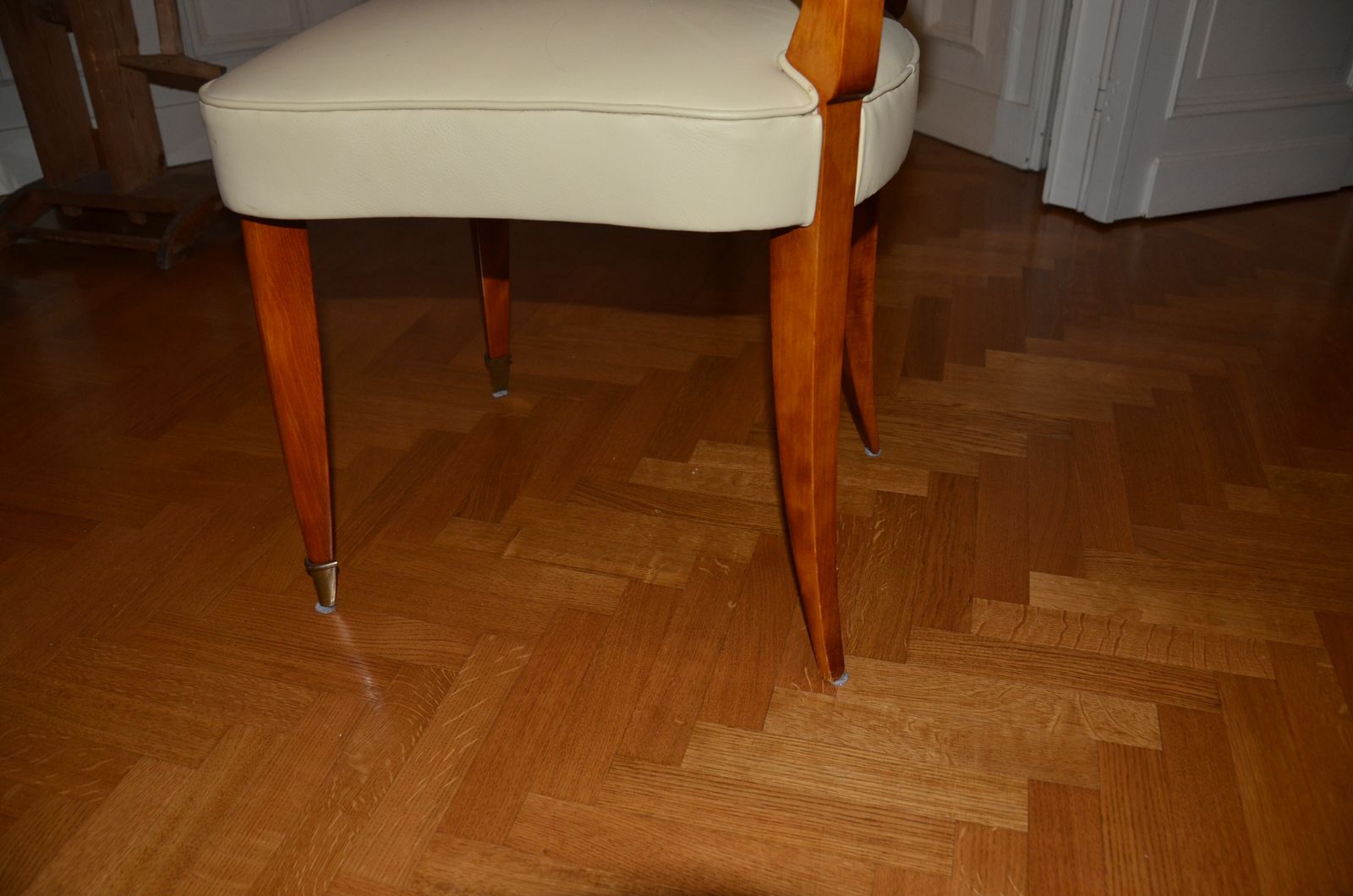 Set Of Six Art Deco Flesh In Stained Beech And Ivorian Leather photo vintage
