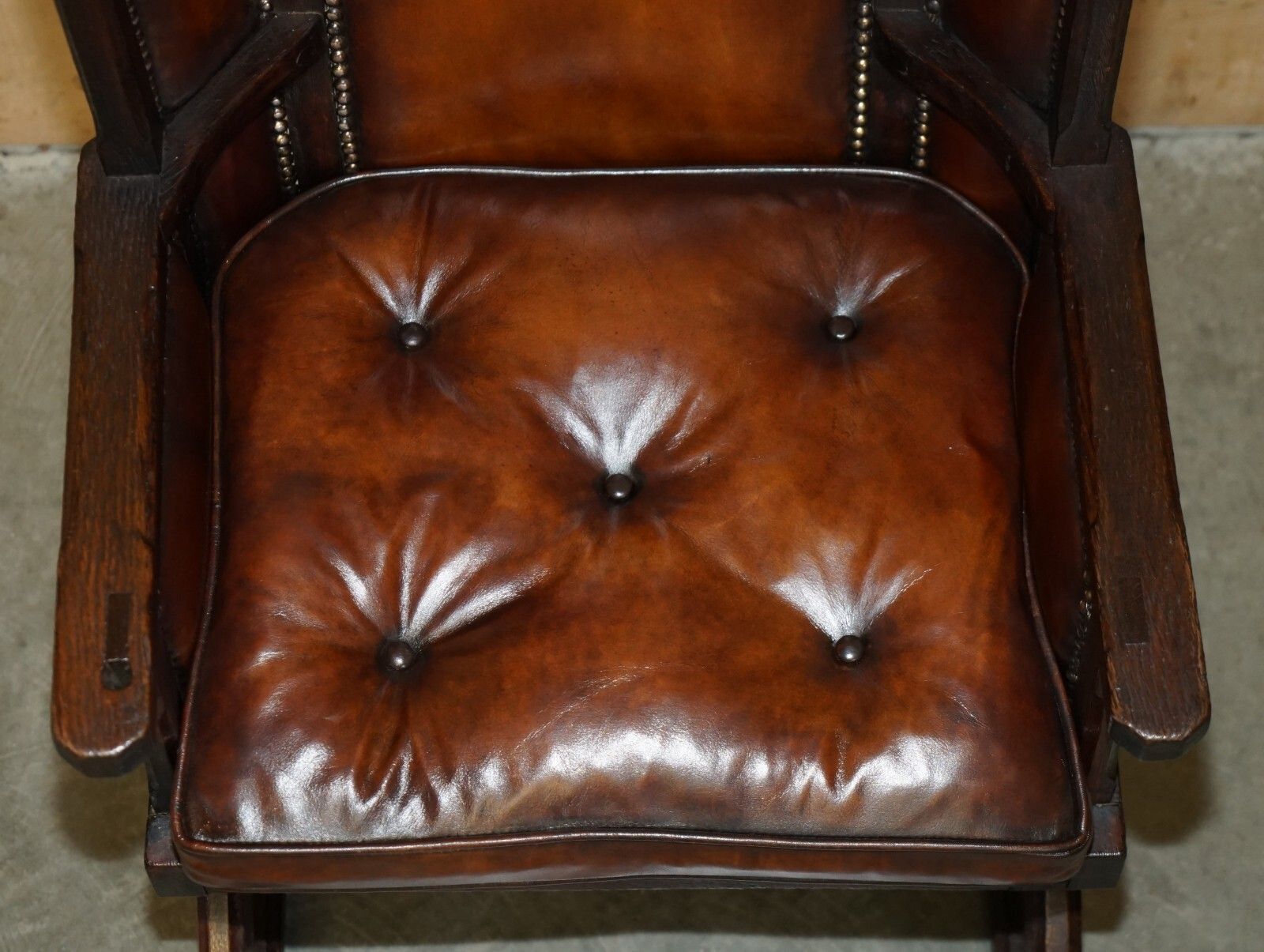 15540.0 Museum Quality Carved Circa 1700 Antique Restored Brown Leather Jessie Armchair photo