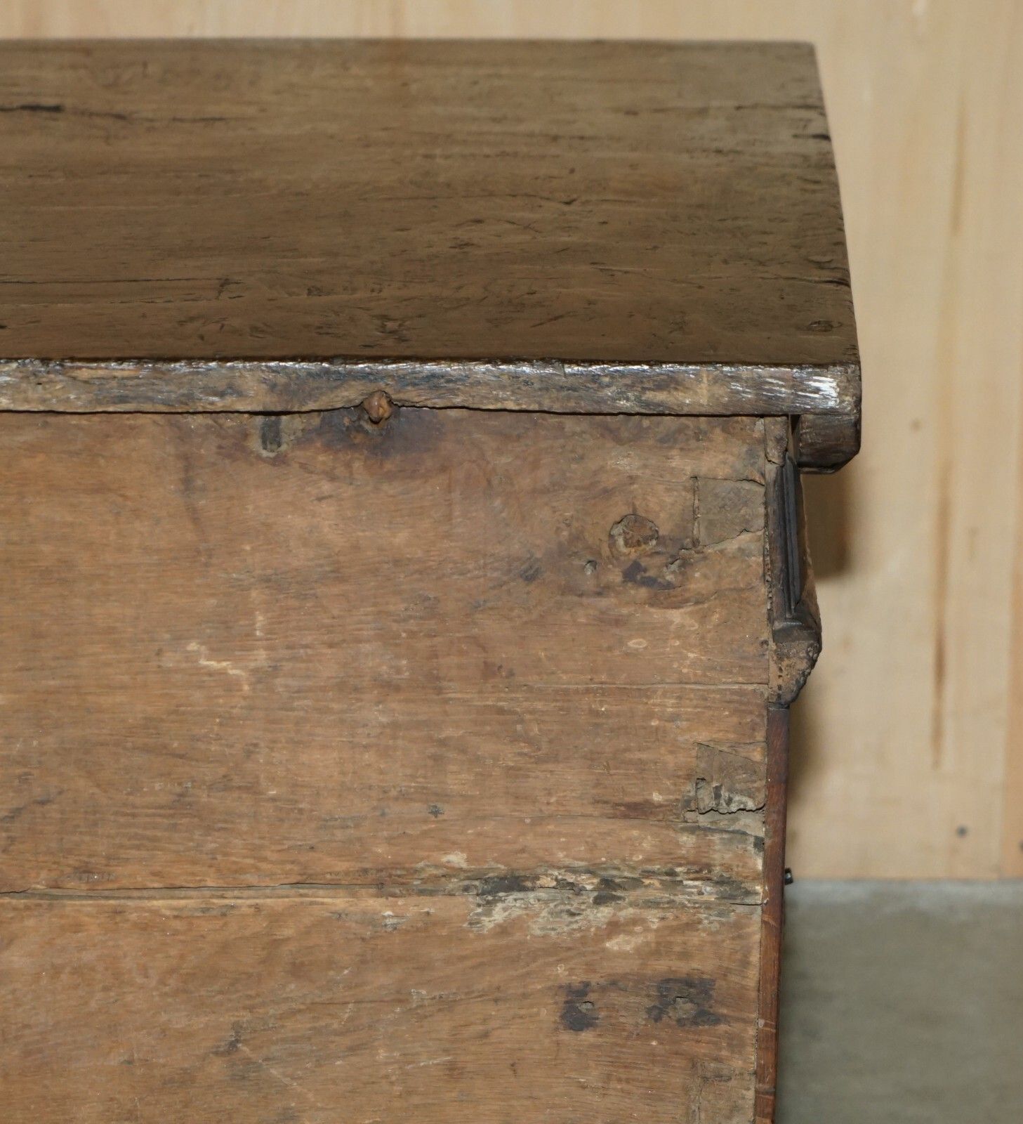 photo buy Huge Antique 1631 Dated Hand Carved Oak Danish Wedding Dowry Linen Trunk Coffer