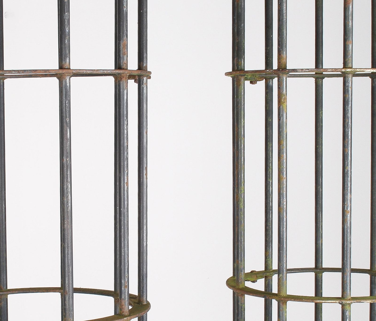 A Pair Of Reclaimed Iron Tree Guards Garden Trellis Topiary Frames photo vintage