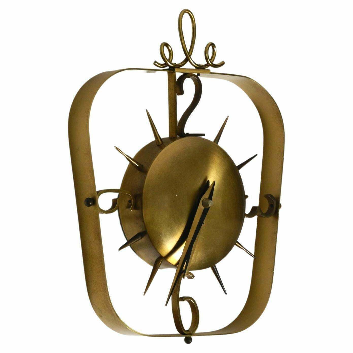 Beautiful Mid Century Kienzle Brass Wall Clock With Original Battery Drive