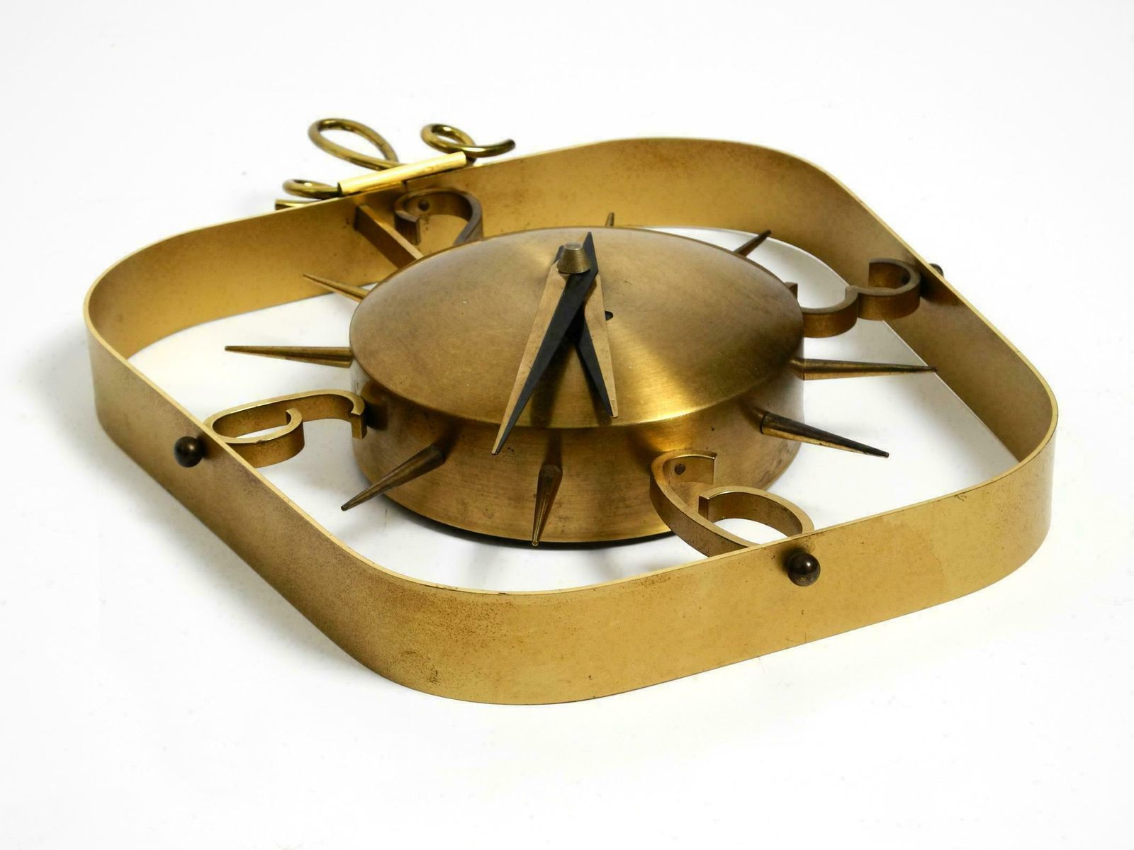 Beautiful Mid Century Kienzle Brass Wall Clock With Original Battery Drive photo 661.0