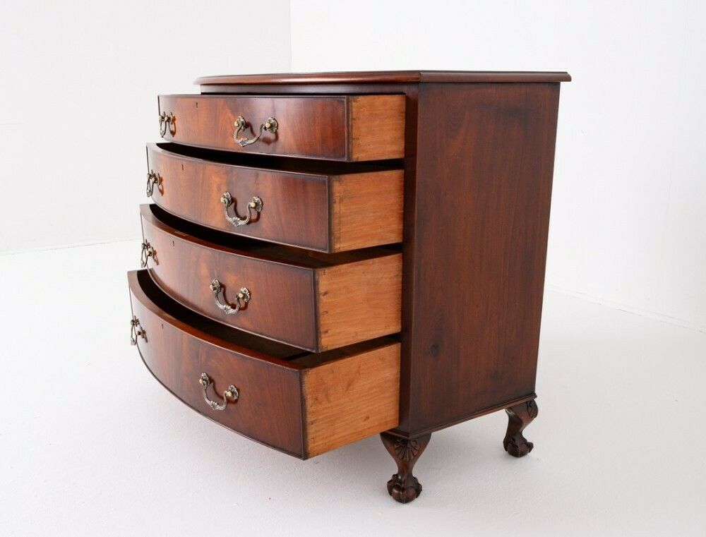 George III Chest Drawers Bow Front Mahogany photo Furniture