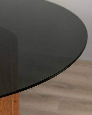 Vintage Italian Round Dining Table In Travertine And Glass, 1970s photo buy