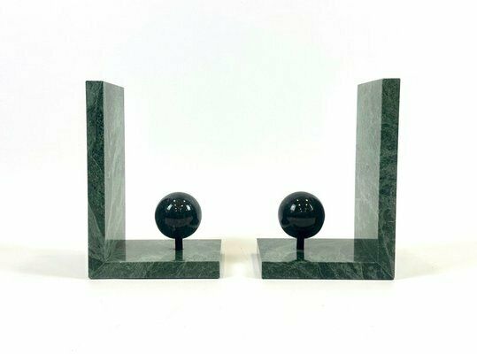 French Art Deco Green Marble Bookends With Balls, 1930s, Set Of 2 photo furniture