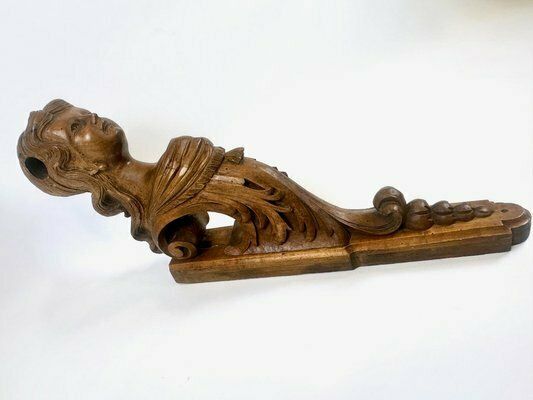 Italian Artist, Caryatid Sculpture, 19th Century, Carved Walnut photo vintage