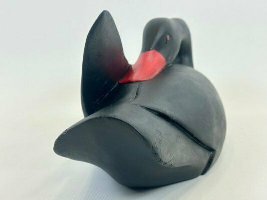 Large Vintage Carved Wood Black Swan Figurine photo furniture