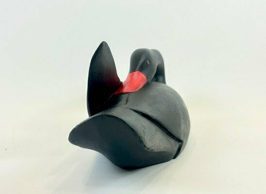 Large Vintage Carved Wood Black Swan Figurine photo 294.0