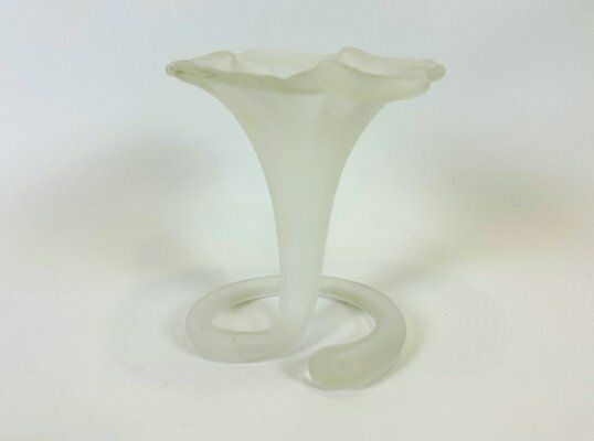 Vintage Handmade Frosted Glass Lilly Vase From Stiver, 1970s photo vintage