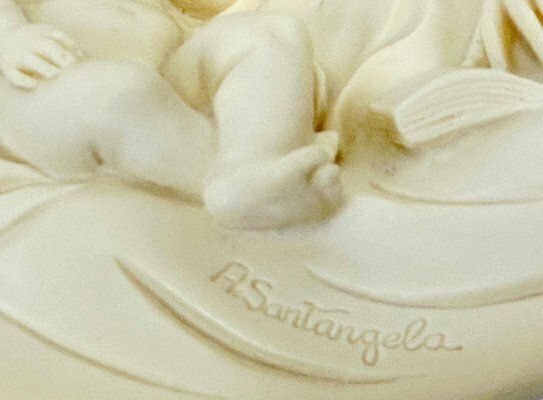 Italian Hand Carved Alabaster Wall Plate By A. Santangela For Studio Dante Di Volteradici, 1983 photo furniture