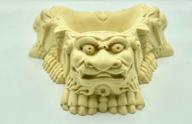 Chinese Faux Ivory Foo Dog Resin Ashtray, 1960s photo furniture