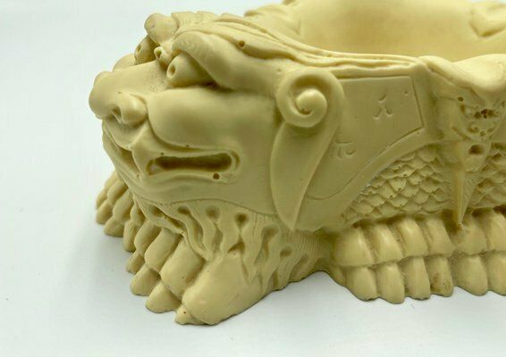 Chinese Faux Ivory Foo Dog Resin Ashtray, 1960s photo Home Decor