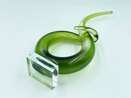 Italian Abstract Green Murano Glass Twist Sculpture, 1960s photo Home Decor