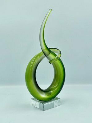 Italian Abstract Green Murano Glass Twist Sculpture, 1960s photo vinterior