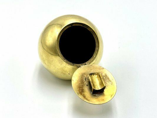 Brass Spherical Ashtray With Flip Top Lid, Almazan, Spain, 1960s photo buy