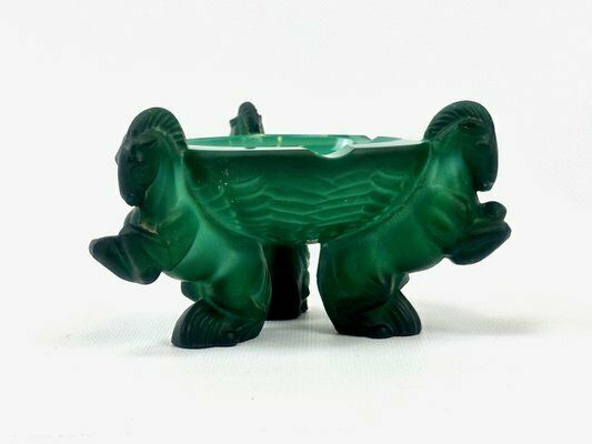 Art Deco Malachite Glass Pegasus Ashtray By Arthur Pleva For Curt Schlevogt, 1930s photo 294.0