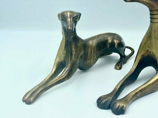 Greyhounds Or Whippets In Brass, 1960s, Set Of 3 photo 462.0