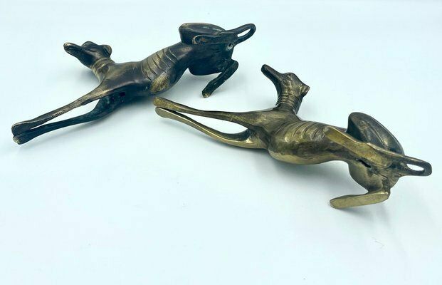 Art Greyhounds Or Whippets In Brass, 1960s, Set Of 3 photo