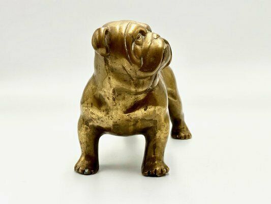 photo for sale Brass Bulldog Paperweight Or Statue, 1940s