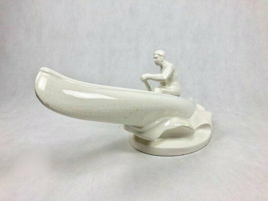 Ceramic Figure Of Canoeist From Jihokera Bechyně, Czechoslovakia, 1960s photo for sale