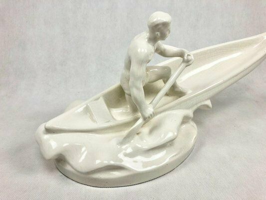 photo furniture Ceramic Figure Of Canoeist From Jihokera Bechyně, Czechoslovakia, 1960s