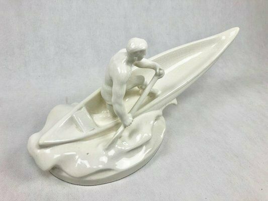 photo for sale Ceramic Figure Of Canoeist From Jihokera Bechyně, Czechoslovakia, 1960s