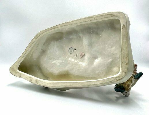 photo furniture Large Hunting Dog With Duck Figurine In Porcelain From Royal Dux Bohemia, 1940s