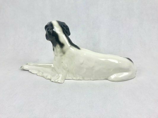 Art Deco Borzoi Greyhound Statue In Porcelain From Royal Dux Bohemia, Czechoslovakia, 1920s photo vintage
