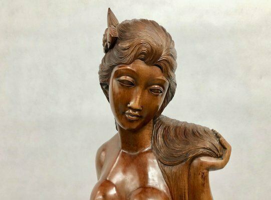 Balinese Artist, Carved Statue Of Woman, 1960s photo buy