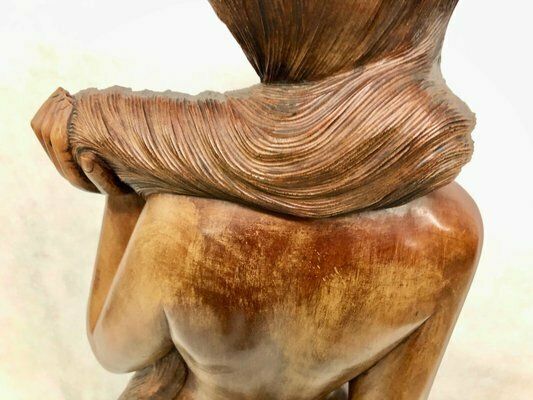 Balinese Artist, Carved Statue Of Woman, 1960s photo vintage