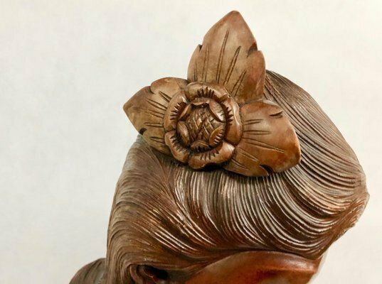 photo for sale Balinese Artist, Carved Statue Of Woman, 1960s