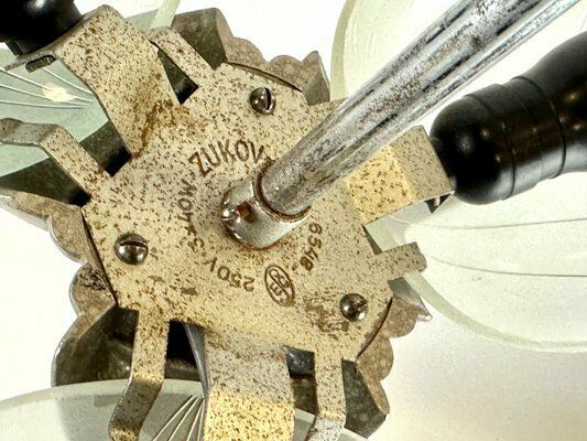 photo vintage Art Deco Crystal Glass Pendant Lamp From Esc Zukov, 1940s