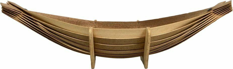Mid Century Wooden Fruit Basket In Boat Shape, 1960s