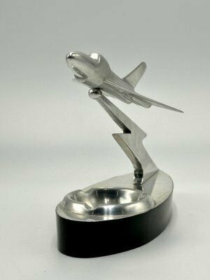 Home Decor Art Deco Aluminium Desk Plane Miniature, 1930s photo