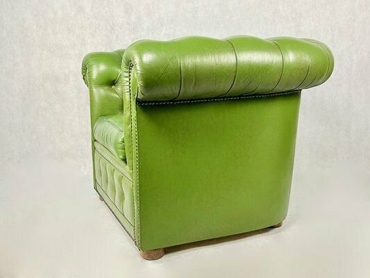 French Chesterfield Armchair In Green, 1970s photo vinterior