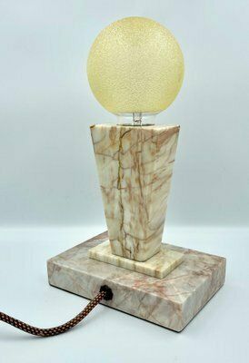 Art Deco Marble Table Lamp From Kámen Praha, 1930s photo vintage