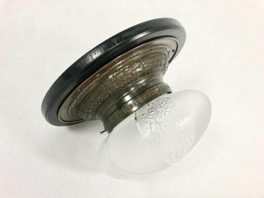 Art Nouveau Brass & Crystal Glass Ceiling Lamp, 1910s photo furniture