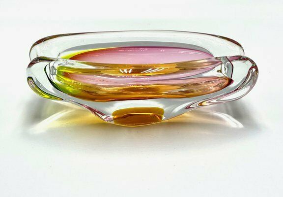 Art Glass Ashtray Attributed To Josef Rozinek For Novy Bor, 1960s