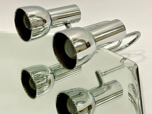 Bauhaus Style Bathroom Mirror With Chromed Lamps, 1970s photo Home Decor