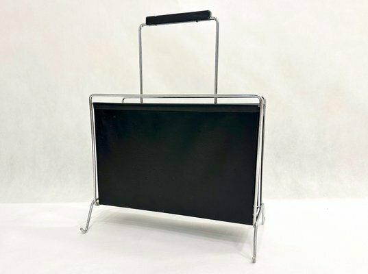 Vintage Vinyl And Steel Magazine Rack From Voss, 1970s photo furniture