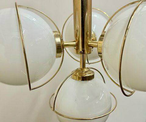 German Brass 3 Arm Chandelier From Leola, 1980s photo Lighting