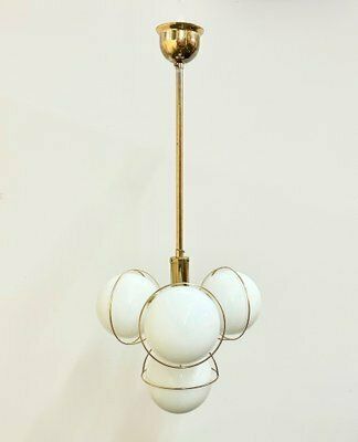 German Brass 3 Arm Chandelier From Leola, 1980s photo vinterior