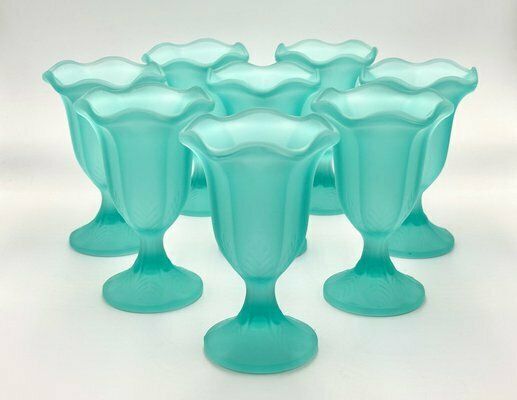 Vintage Frosted Glass Tulip Dessert Cups, 1960s, Set Of 8