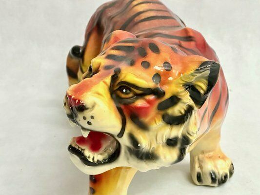Large Vintage Italian Tiger Statue In Resin, 1970s photo vintage