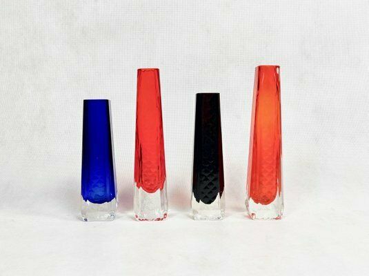 Sommerso Glass Vases From Veb Kunstglas Wasungen, 1970s, Set Of 4 photo buy
