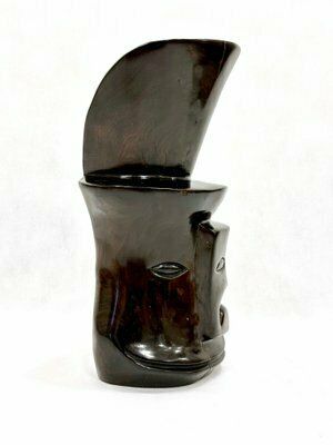 Mid Century Cubist Ebony Wood Head Sculpture, 20th Century photo 1049.0
